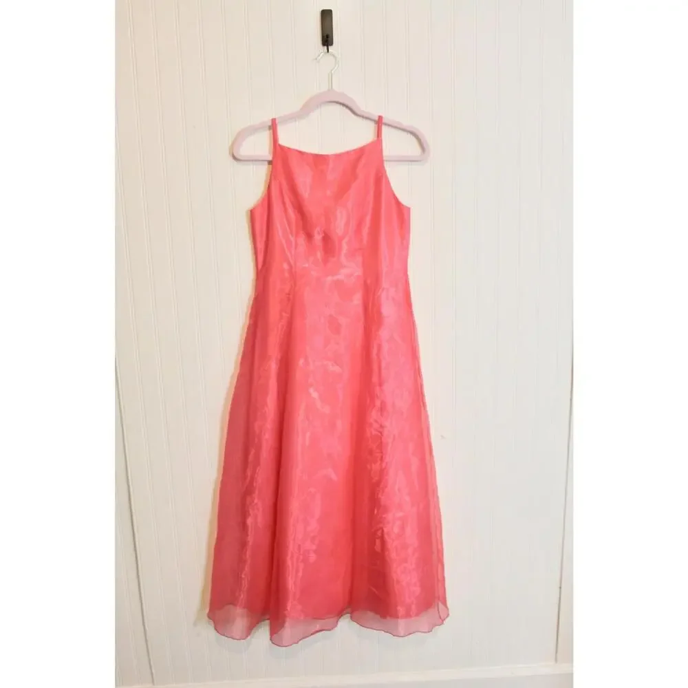 Jessica‎ McClintock Dress Girls 14 Coral Bow Detail Sleeveless A-Line Cocktail
