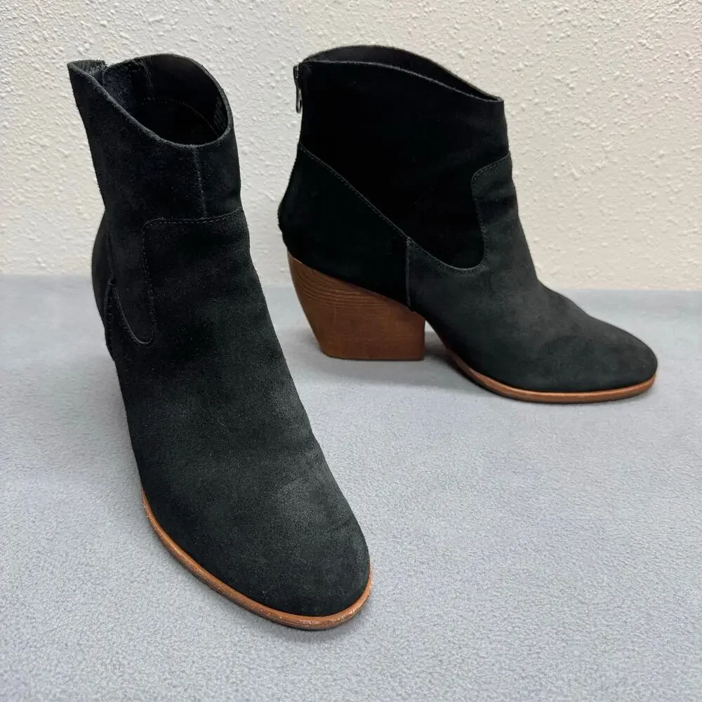 Kork Ease Lapra Wedge Boots‎ Womens 10M Black Suede Leather Western Boho Casual