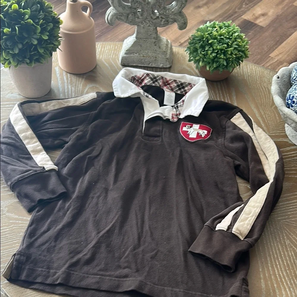 Boys Gymboree Saint Bernard Rescue Dog Brown Long Sleeve Rugby Shirt Size 8