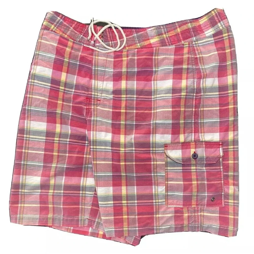 Polo Ralph Lauren Swim Trunks Mens 36 Polo Sport‎ Plaid Board Shorts 90s Vintage