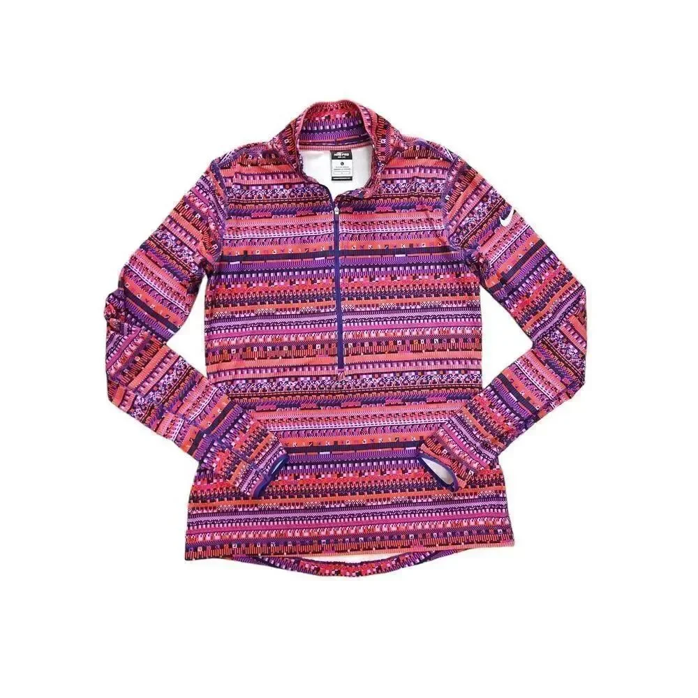 NIKE PRO women 1/4 zip Large Performance  lightweight pullover multicolor