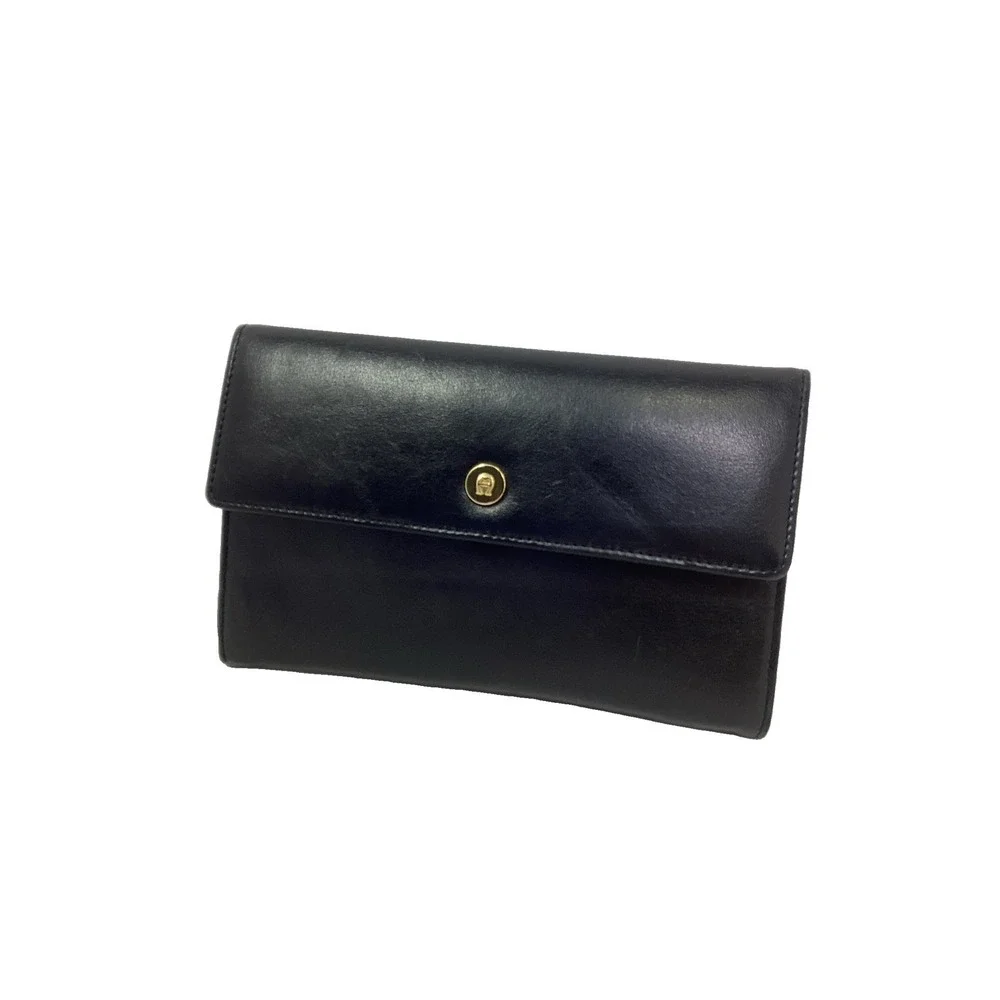 VTG Etienne Aigner Black Leather Wallet, Trifold