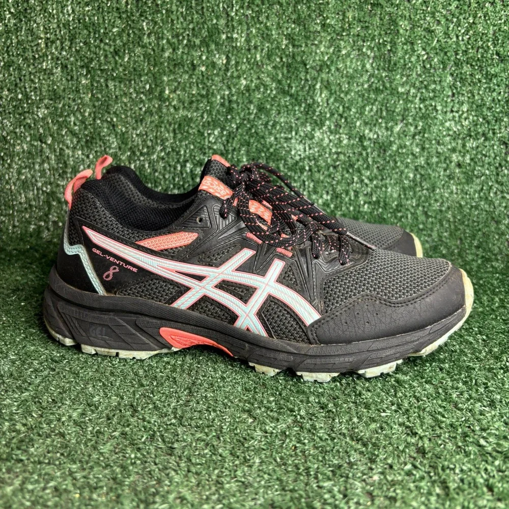 ASICS GEL-Venture 8 Trail Running Athletic Sports Sneakers Black Pink Women Sz 8
