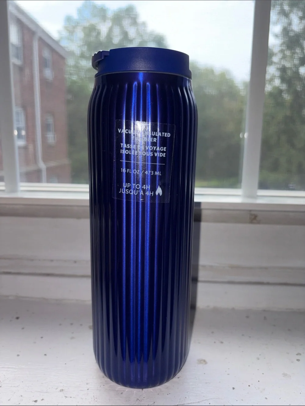 16oz Starbucks Metallic Blue Vacuum Travel Tumbler