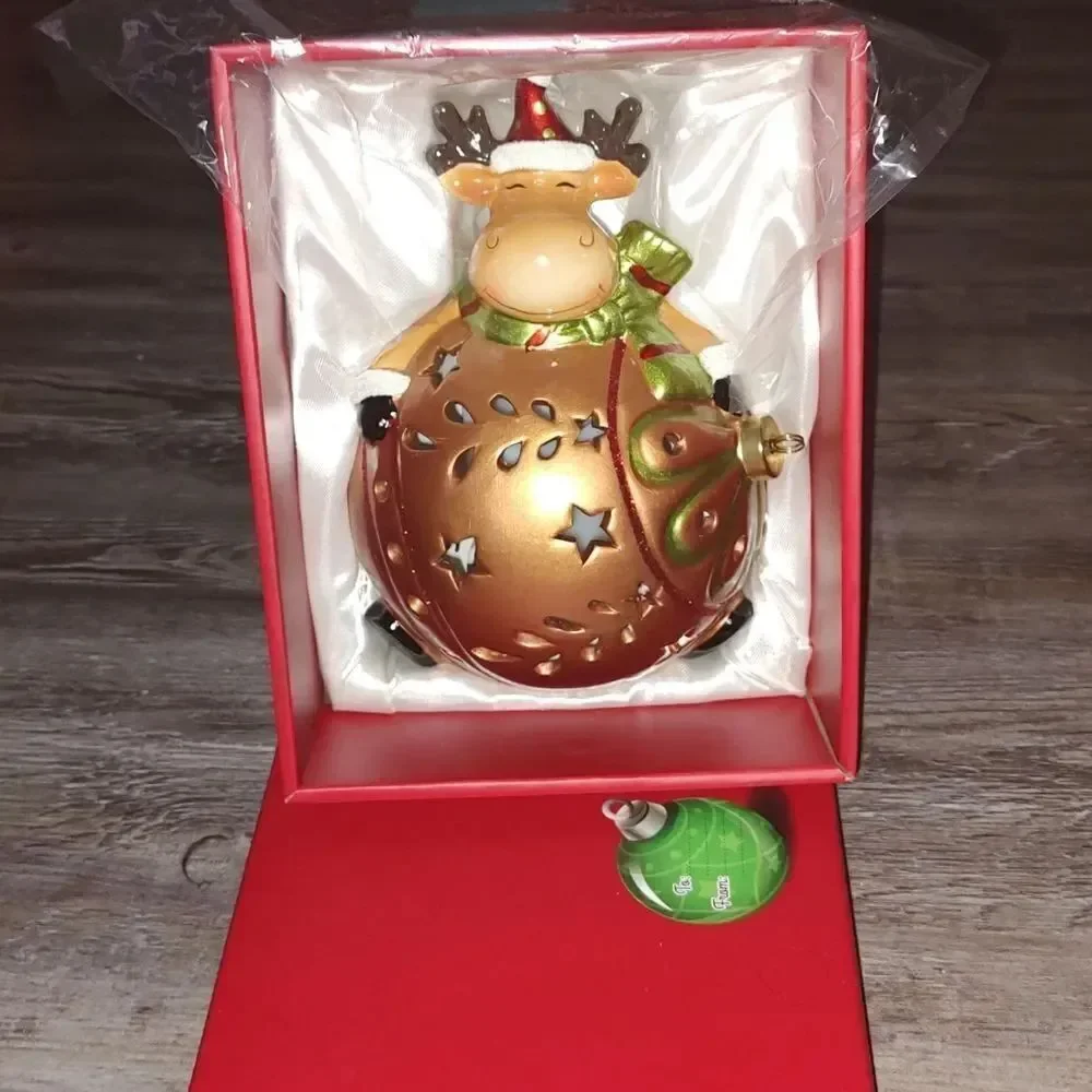 Home Reflections Reindeer Ornament Luminary Flameless Multi Color Candle
