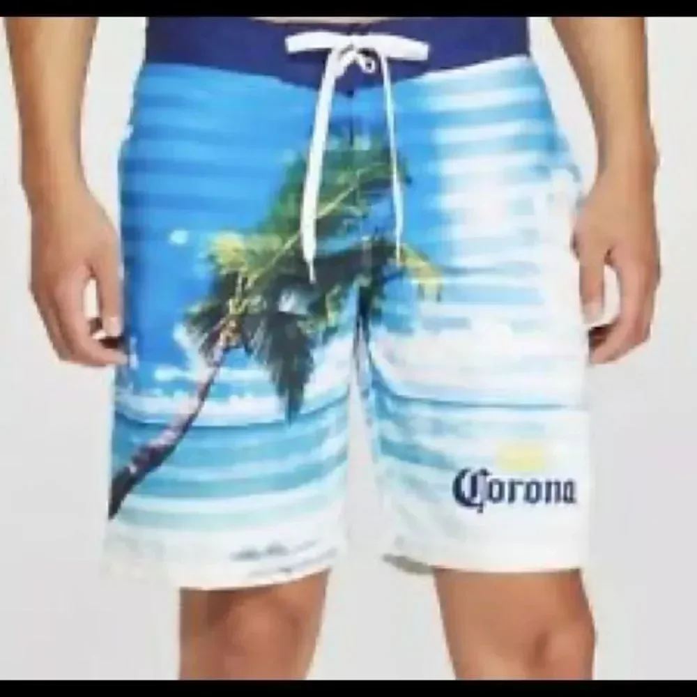 Corona bright color palm tree men’s swim trunks