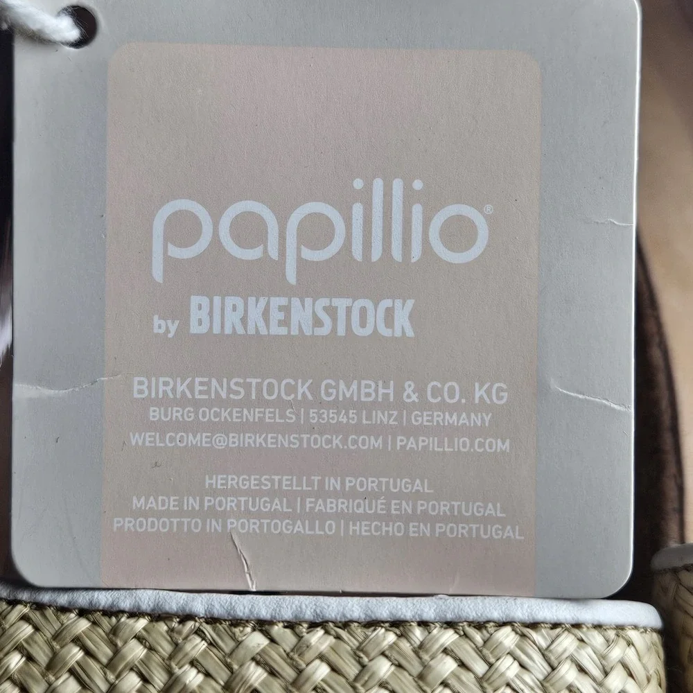 Birkenstock Papillio Glenda Raffia Wedge Platform Sandal Beige White EU 40 9-9.5