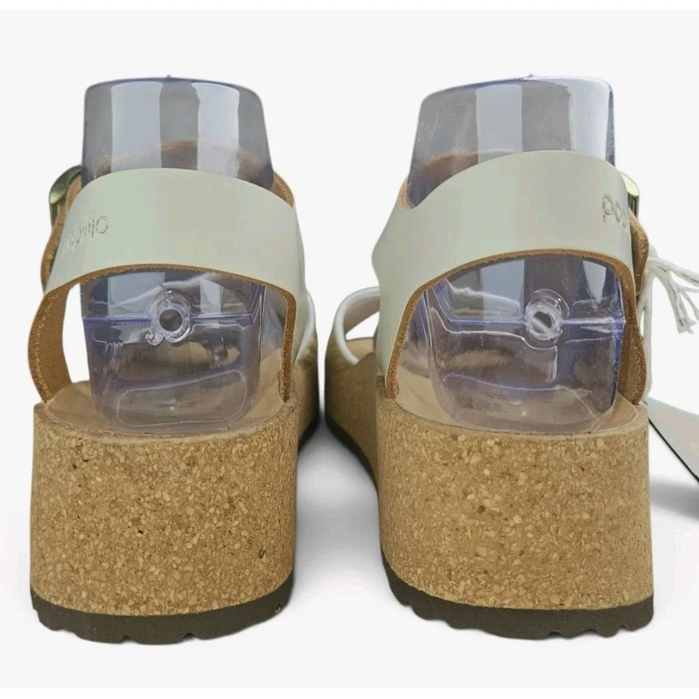 Birkenstock Papillio Glenda Raffia Wedge Platform Sandal Beige White EU 40 9-9.5