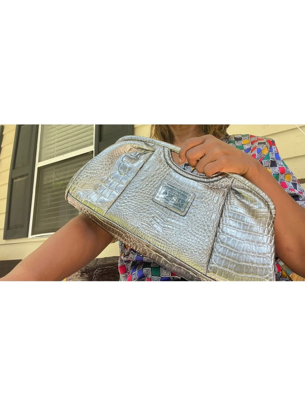 Nicole Miller pewter crocodile