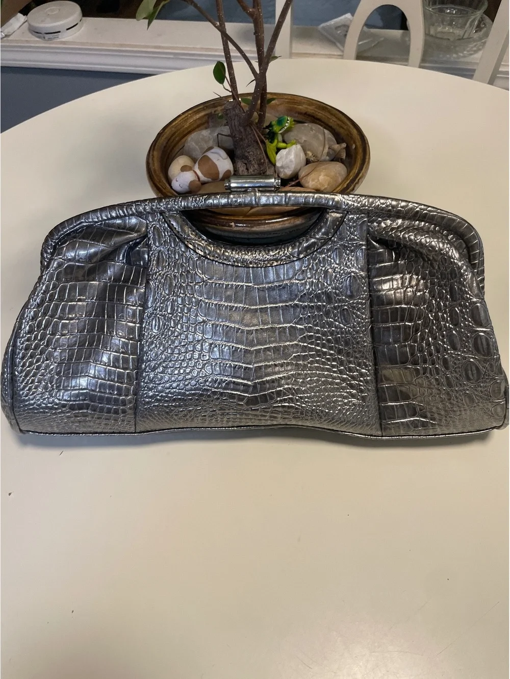 Nicole Miller pewter crocodile