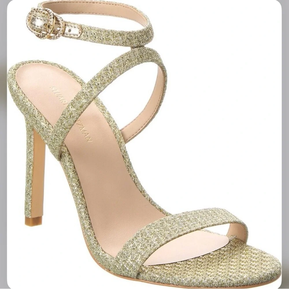 Stuart Weitzman Crystal Buckle 95 Glitter Sandal