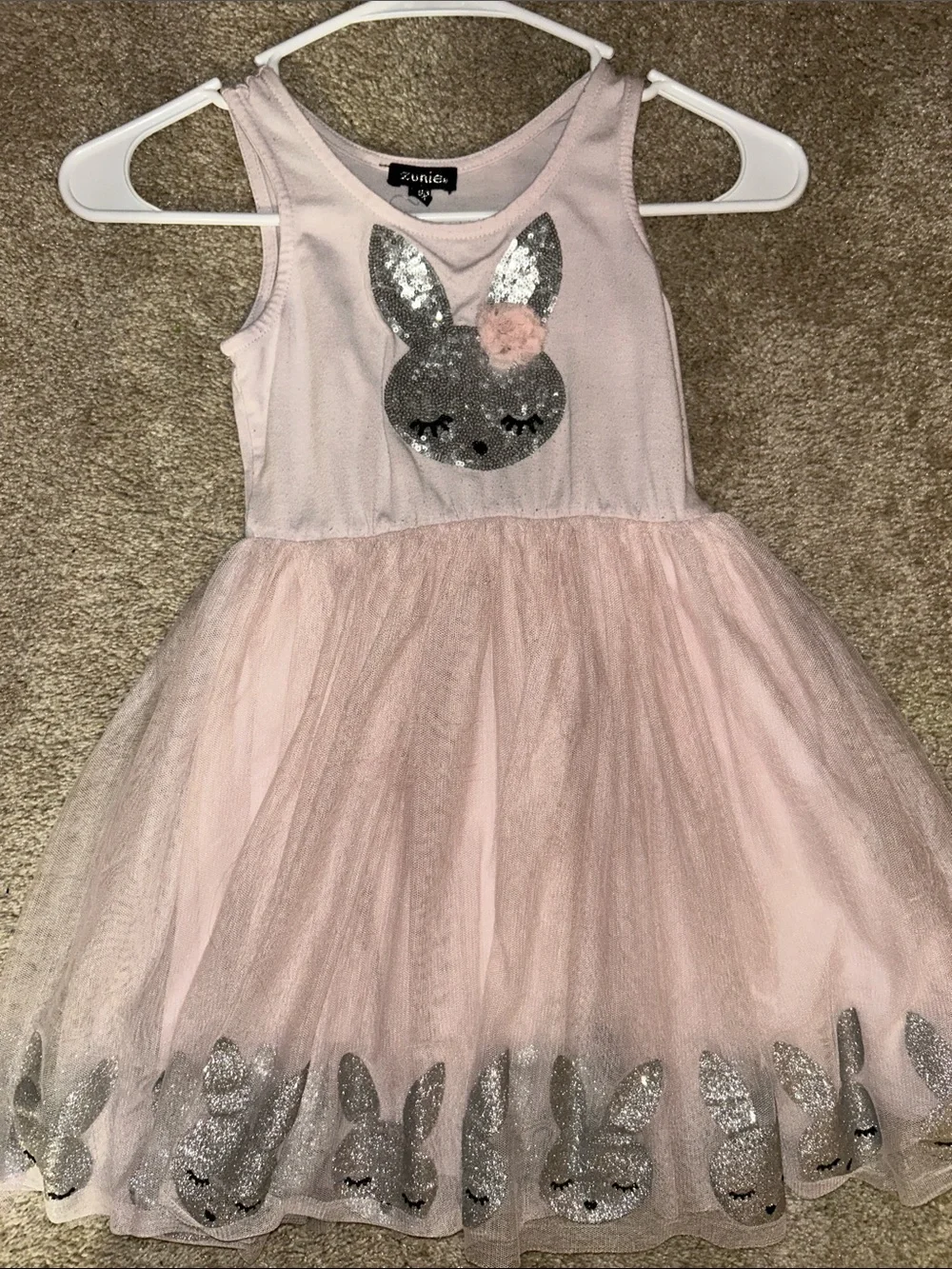 Zunie Pink Tulle Bunny Sequin Dress