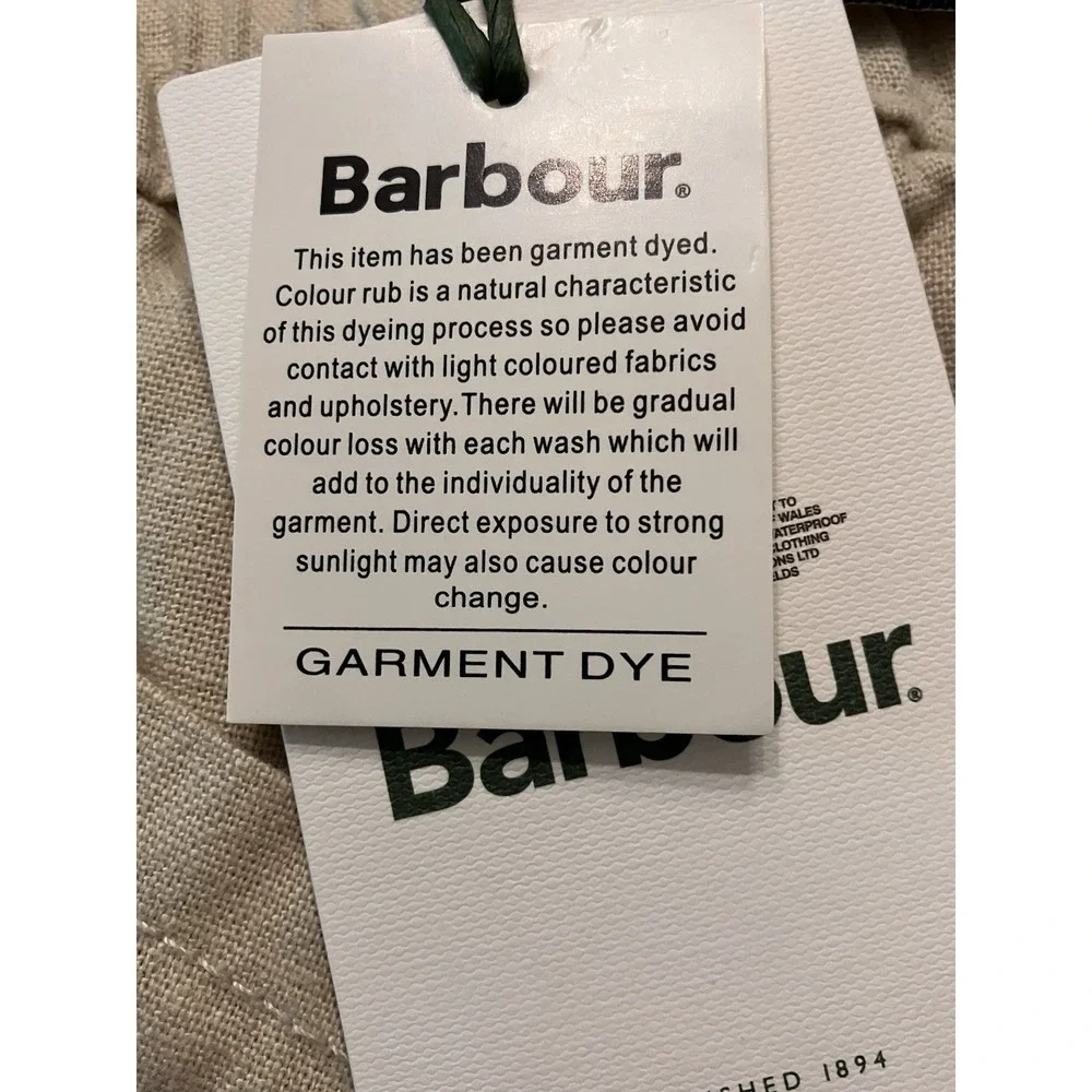 Barbour button garment tags