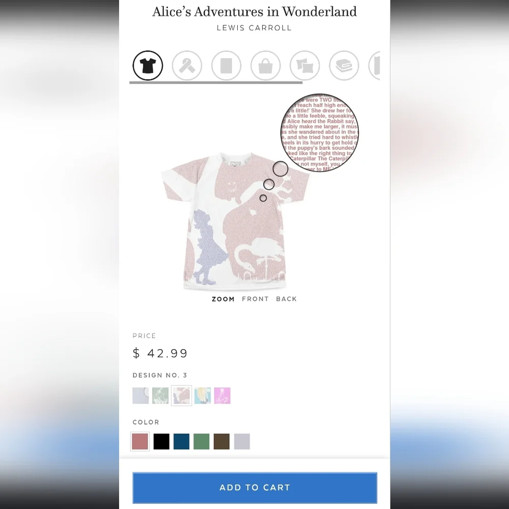 Litographs Alice's Adventures In Wonderland T Shirt-Size Small (Unisex)