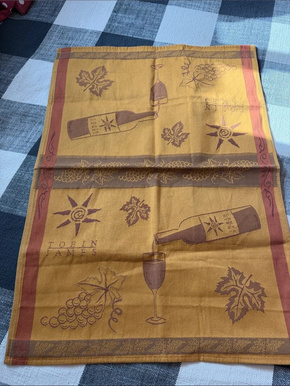 Gold & Brown Wine-Themed Kitchen Towel