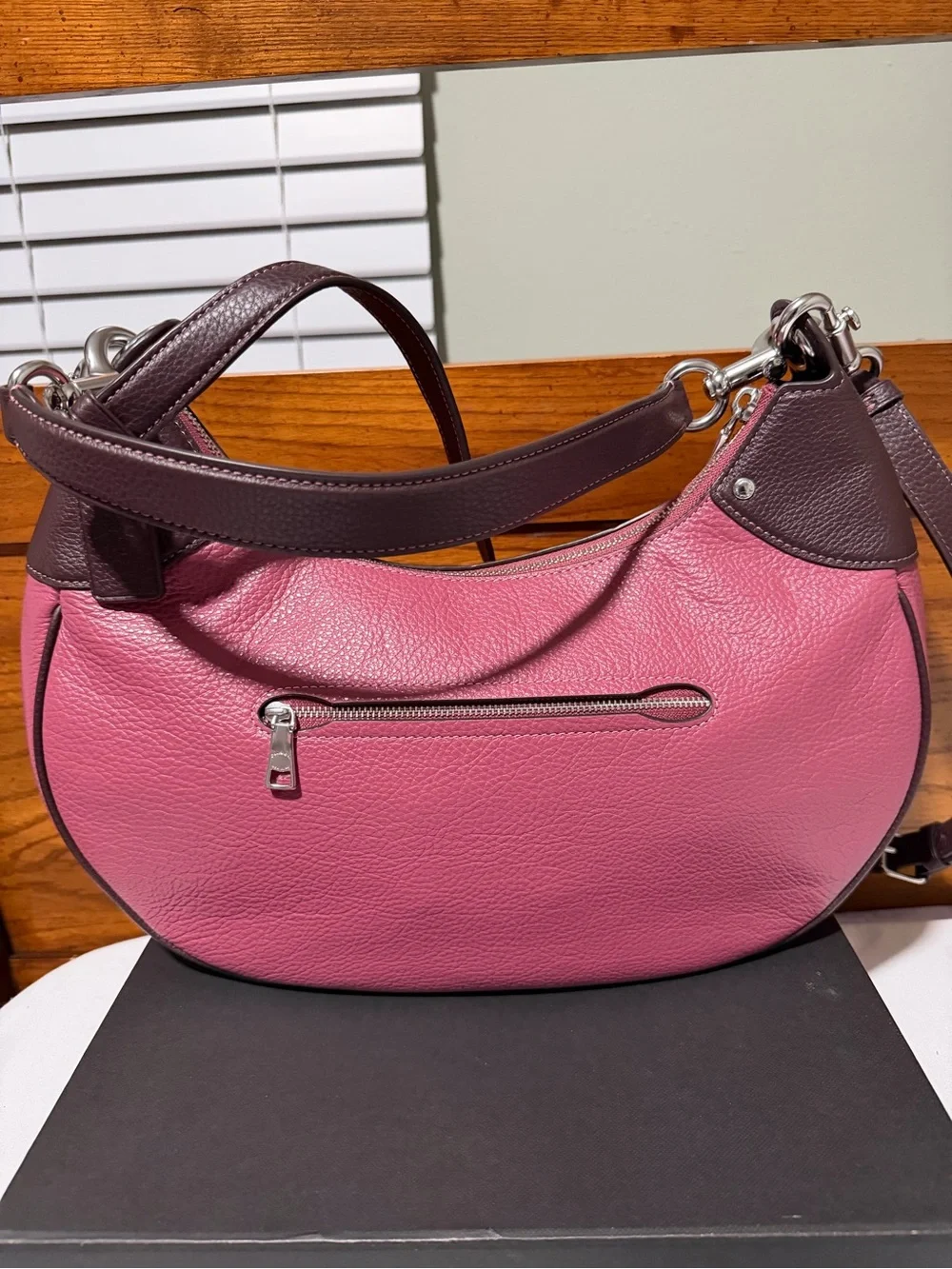Coach Pebble Leather Mara Hobo Shoulder Bag Crossbody Style CJ864 Raspberry/Wine