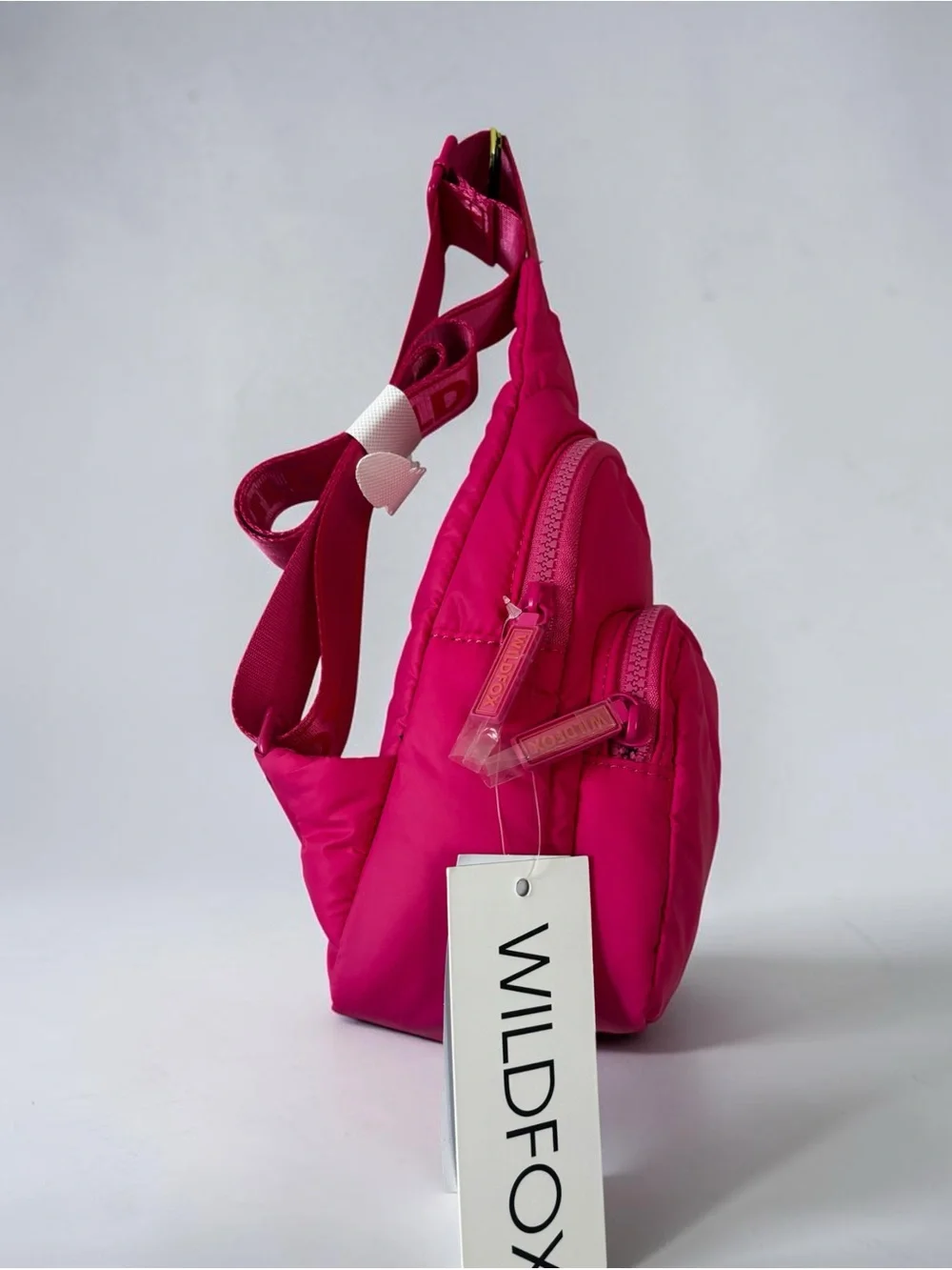 Wildfox NWT Fuchsia Sling Bag with logo adjustable guitar strap