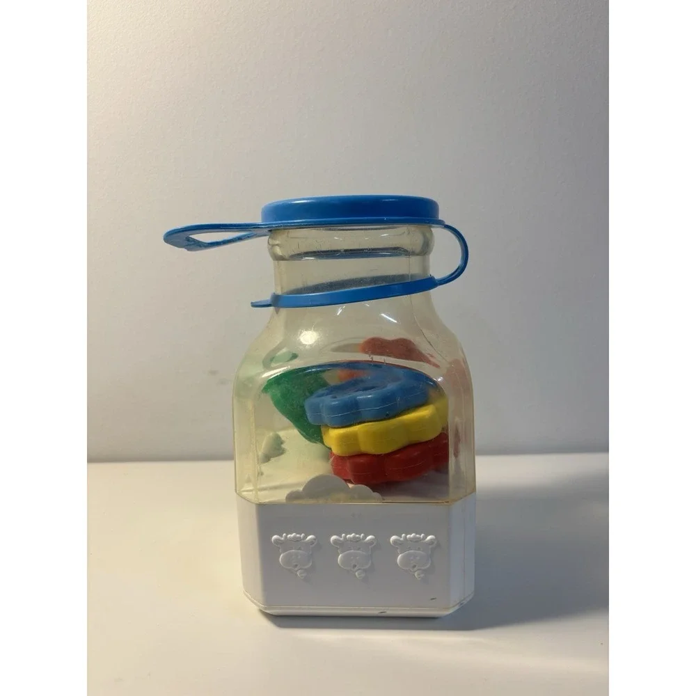 Fisher-Price Vintage Moo Sound Milk Bottle Toy 1033 Stacking Discs Farm NO SOUND