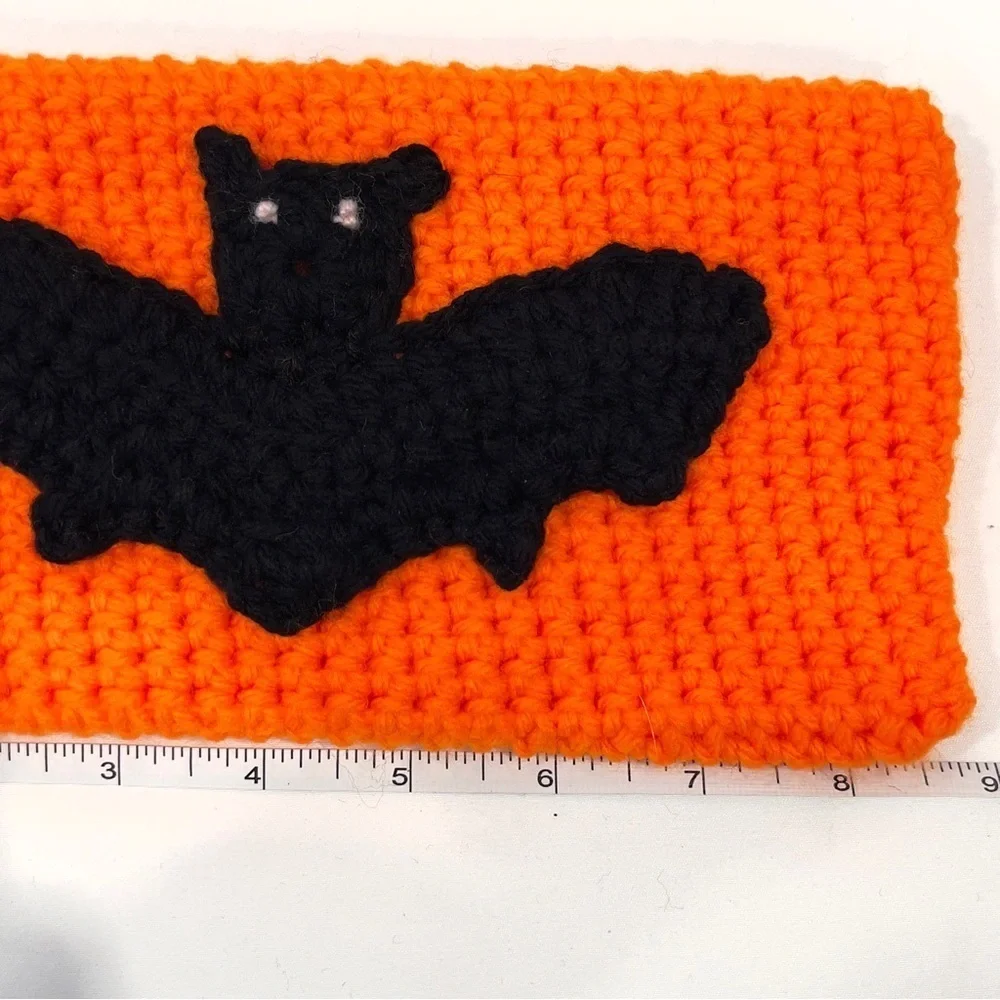 🔥 Handmade Crochet Clutch Halloween Bat Orange Black New