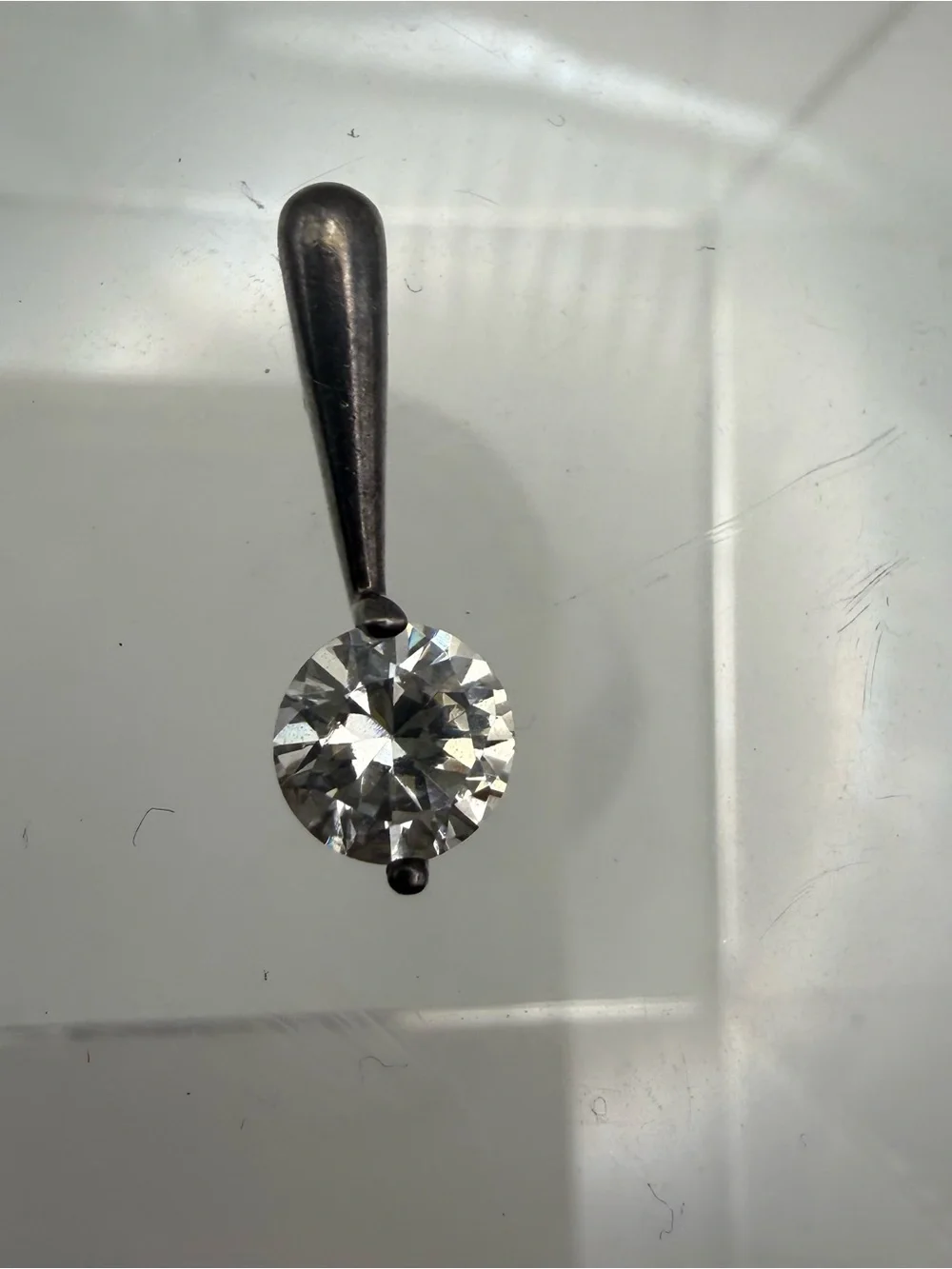 Classic Clear Stone Drop Pendant in Silver-Tone