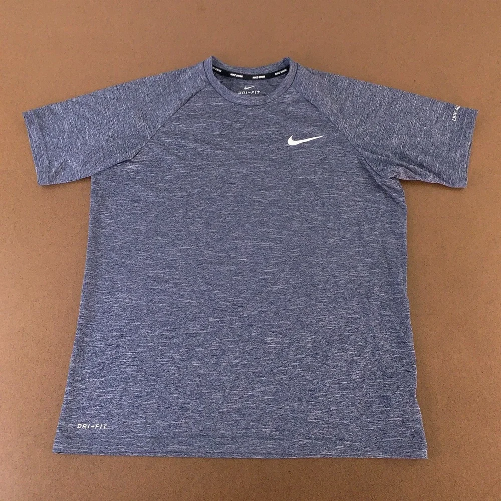 Nike Swim Dri Fit Men's Size medium‎ Blue Short Sleeve UPF 40+ Crew Neck Tee