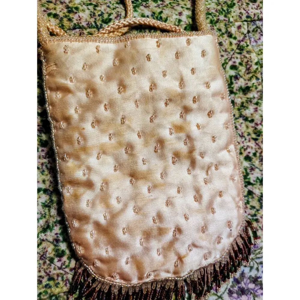 Vintage Jeweled Beaded Silk Floral Purse, Small