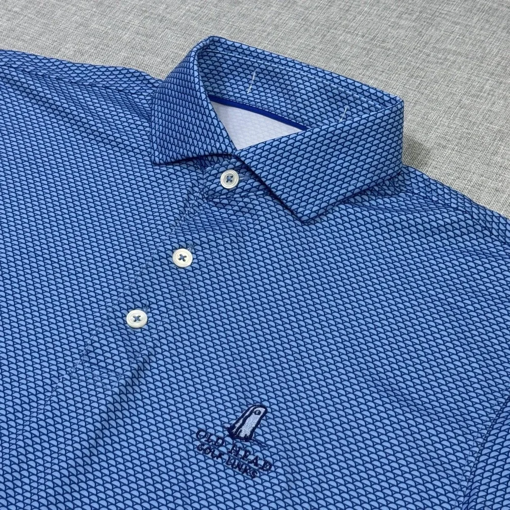 Holderness & Bourne Old Head Golf Polo Shirt Men M Blue Edwards Windsor & Oxford
