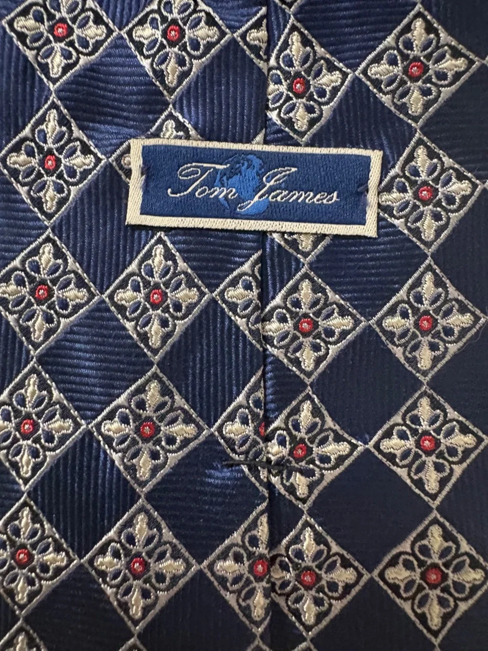 Tom James Blue Geometric Silk Tie 3.5