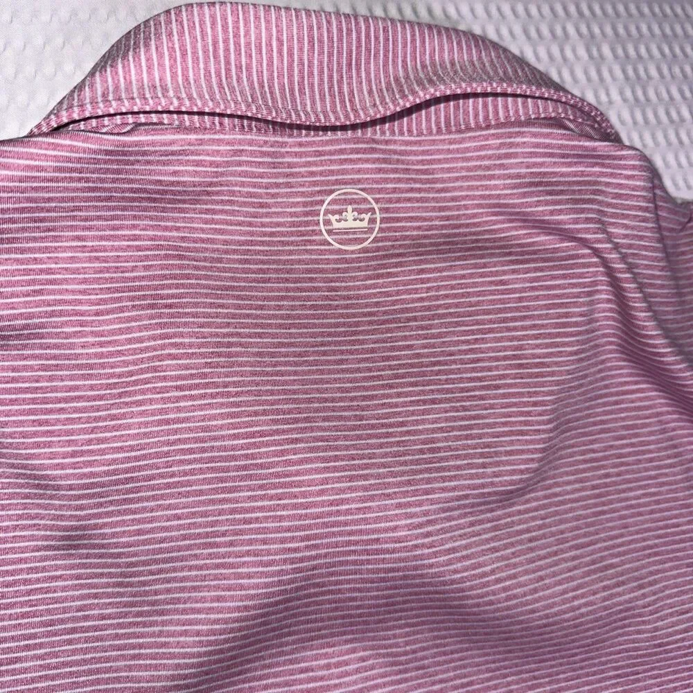 Peter Millar Summer Comfort Polo Shirt XL Pink/purp Striped Golf Performance