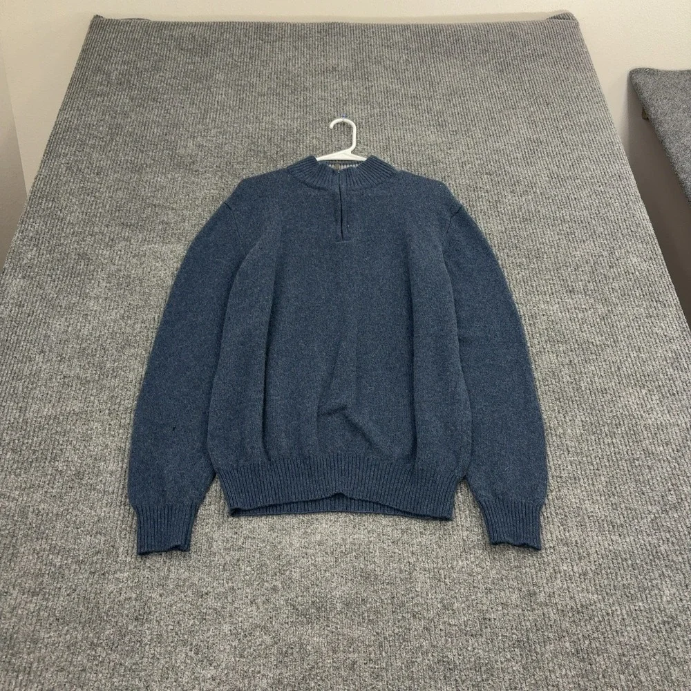 Giasone Sweater Mens XXL Blue‎ Merino Wool Cashmere Quarter Zip Mock Neck Luxury