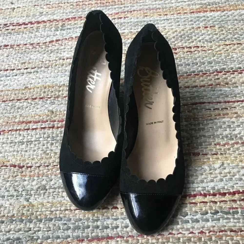 Butter Pia Suede Patent Wedge Pump