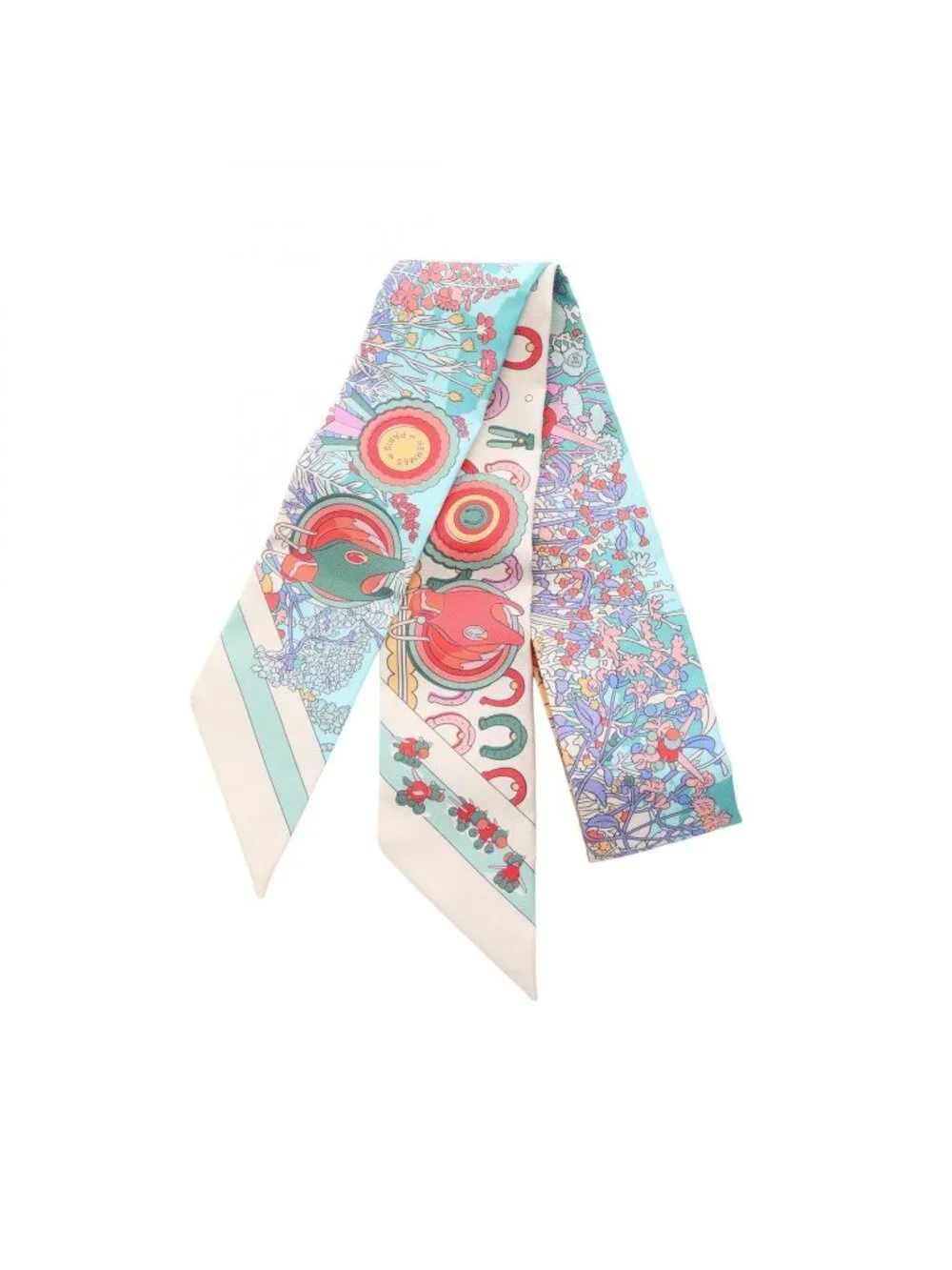 Hermes Scarf Twilly Pony Pit Stop Ribbon Silk