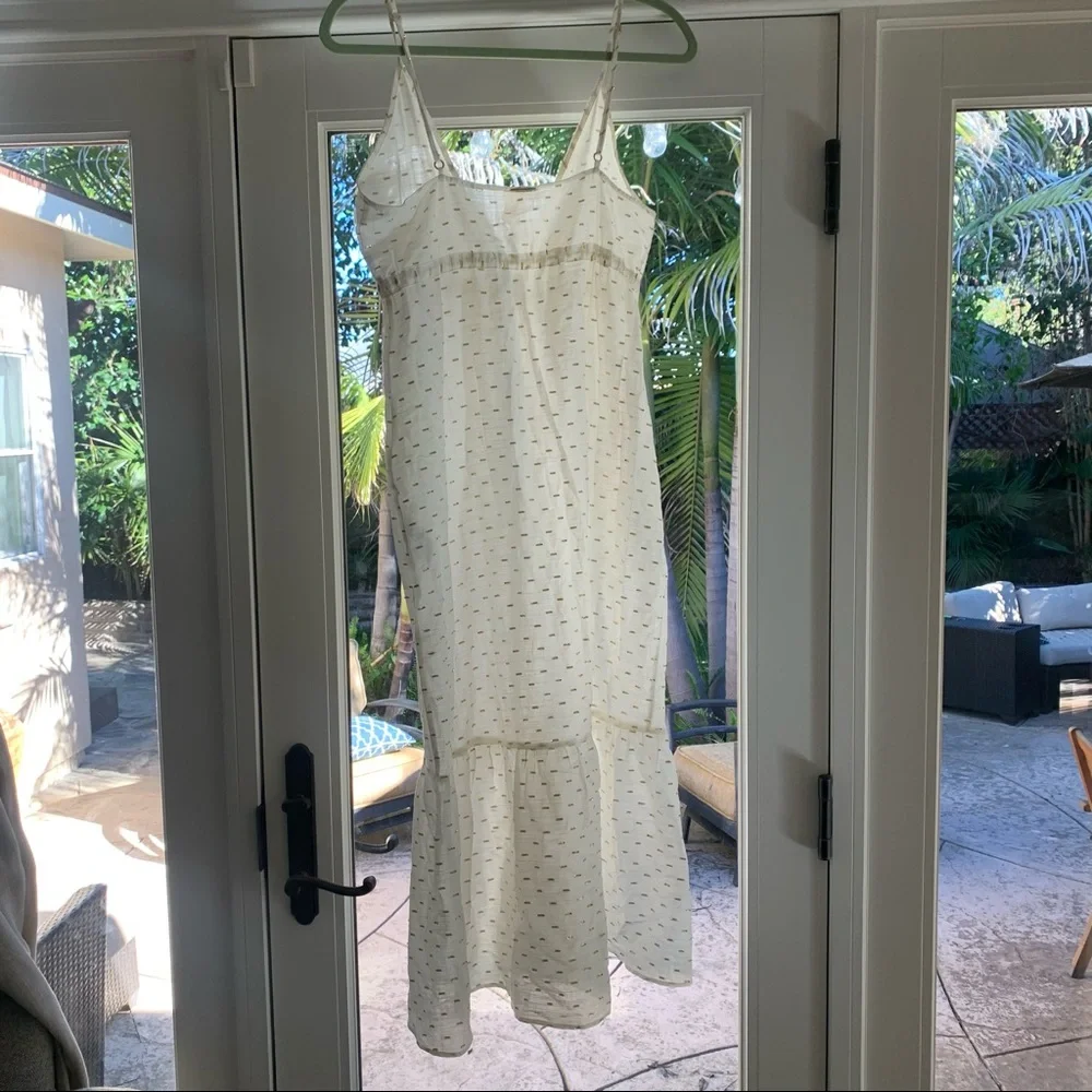 Morena Rosa Brazilian Sheer White Gold Tie Swim Beach Coverup S Cotton