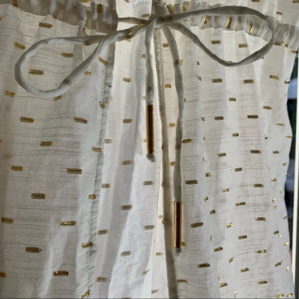 Morena Rosa Brazilian Sheer White Gold Tie Swim Beach Coverup S Cotton