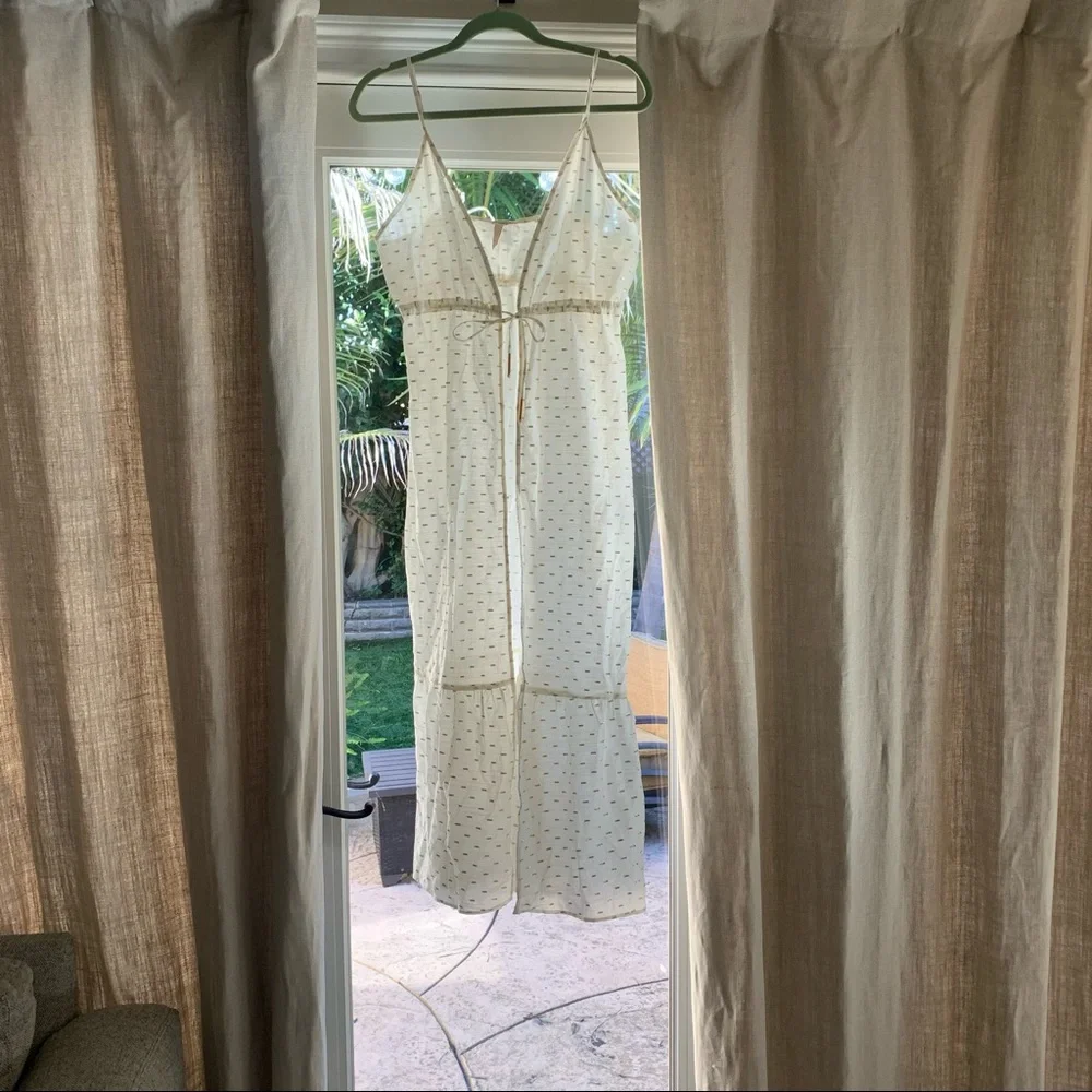 Morena Rosa Brazilian Sheer White Gold Tie Swim Beach Coverup S Cotton