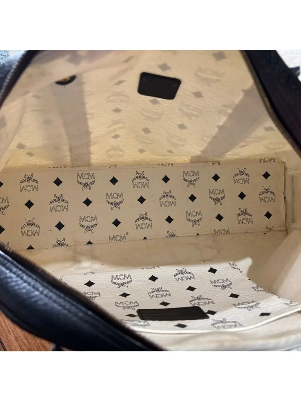 MCM Visetos Monogram Boston Bag / Satchel - White & Black