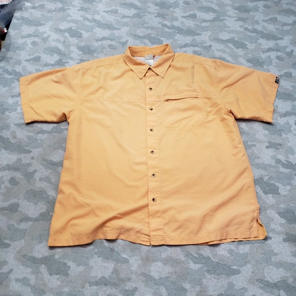 The North Face Shirt Mens Large Orange Pockets Short Sleeve‎ Button Up