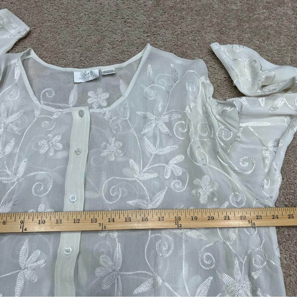 Soft Sorroundings Embroidered Button Down Top Women’s Size Large