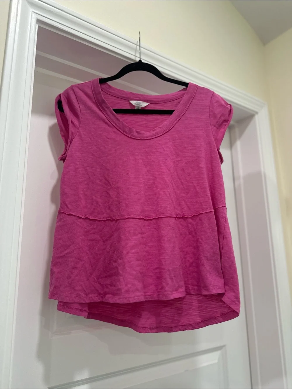 Time and Tru Bright Pink Ruffle Top Size Small